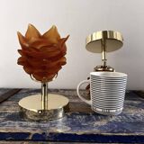 Pair of amber tulip wall sconces
