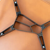 Dining chairs in brown leather and aluminum by ycami, 1980