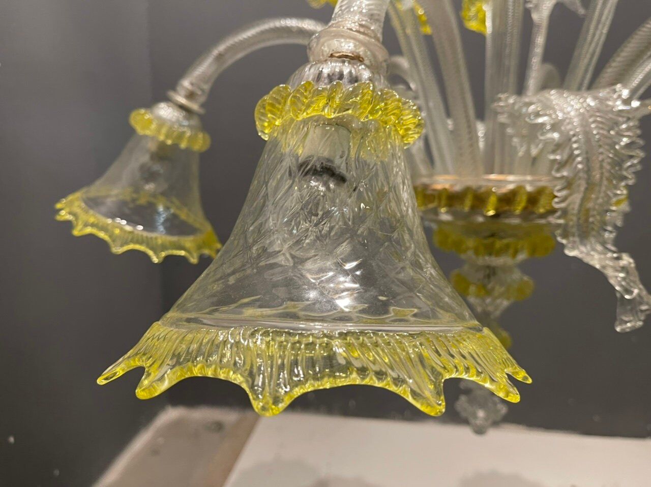 Italian flower chandelier in murano glass, 1960s