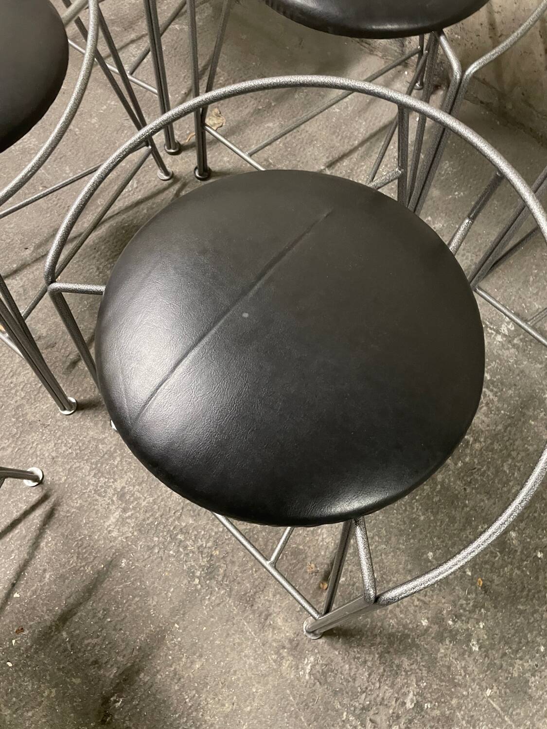 6 silver moon stools by Pascal Mourgue for Fermob 1985