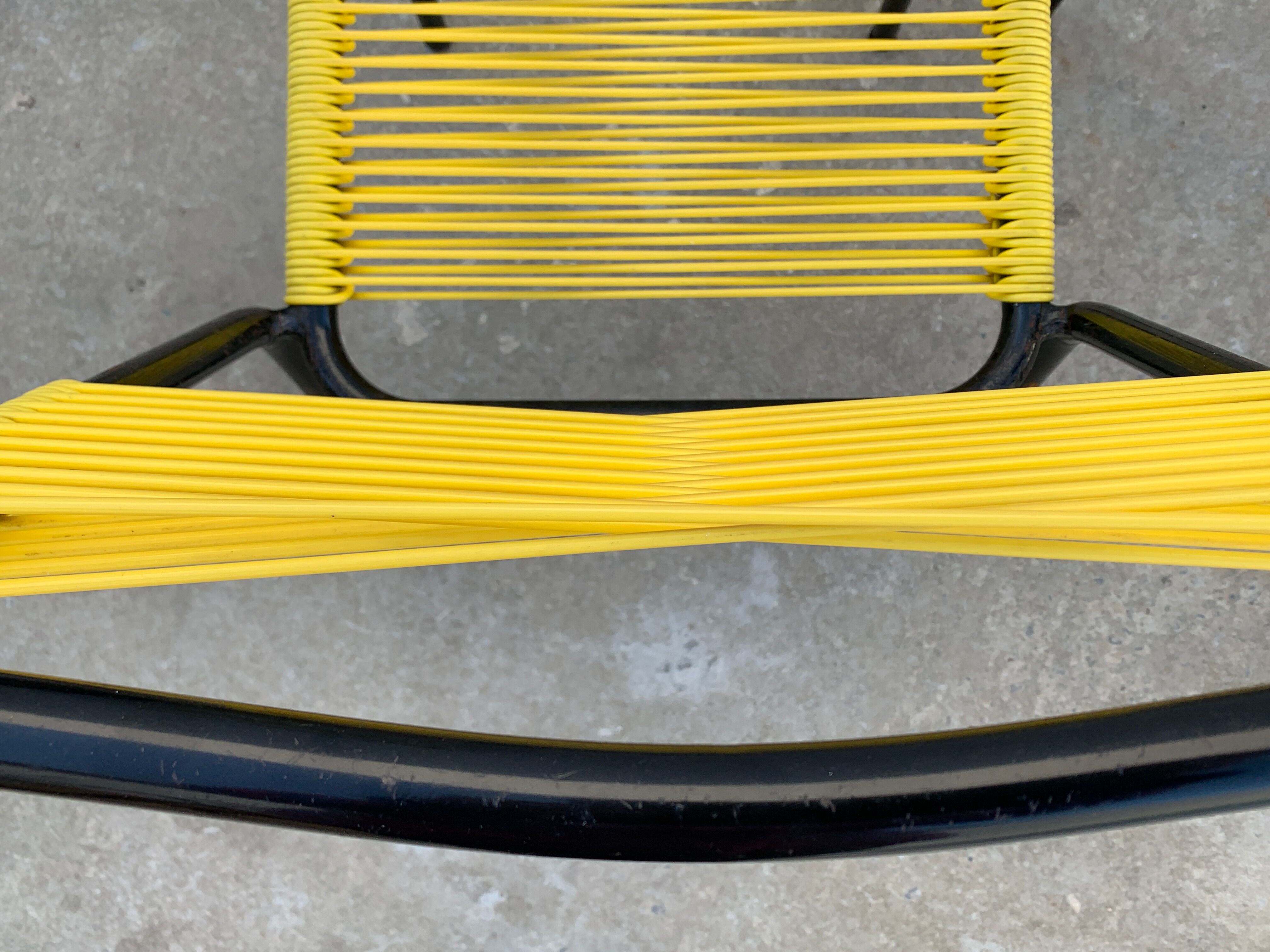 4 yellow scoubidou chairs, 1950