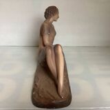 Statue la femme aux oiseaux signée art déco