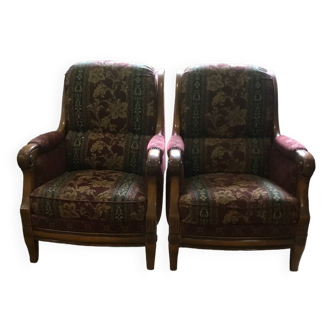 Pair of velvet living room armchairs