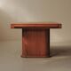 Art Deco table in oak and walnut with marquetry decoration, circa 1940.