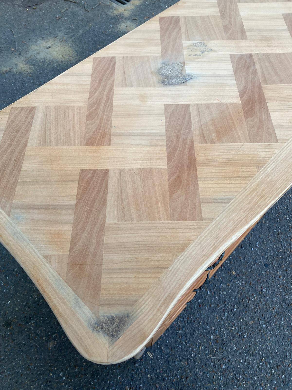 Bibus Louis XV chest of drawers renovated in raw solid wood and marquetry