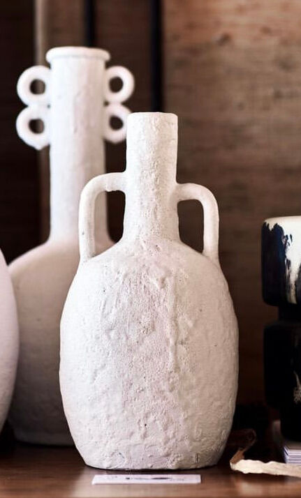 White stoneware vase