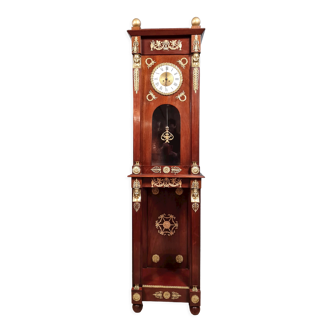 Empire style parquet regulator clock mahogany circa 1880