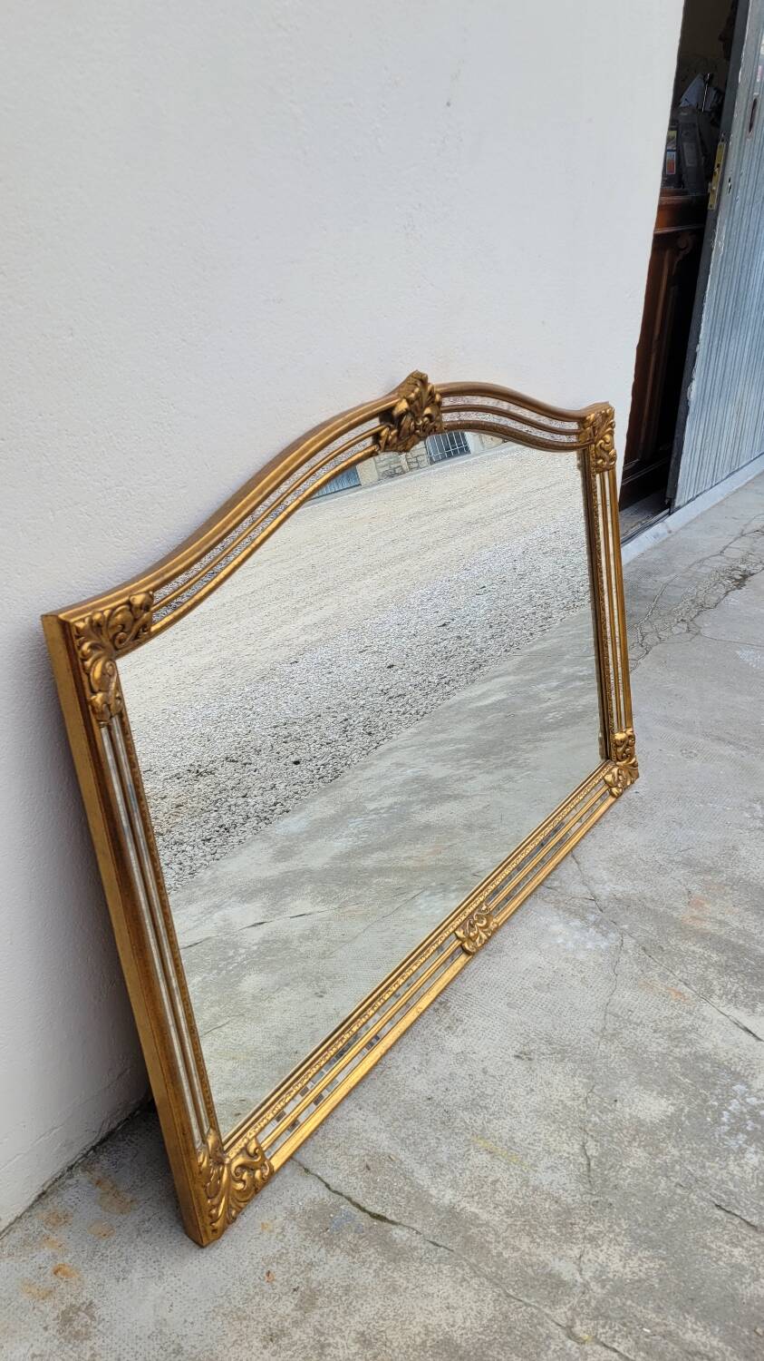 Antique 1960s gold-plated glass mirror