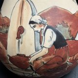 Ciboure pot-bellied pitcher signed Monique Ordoqui circa 1970