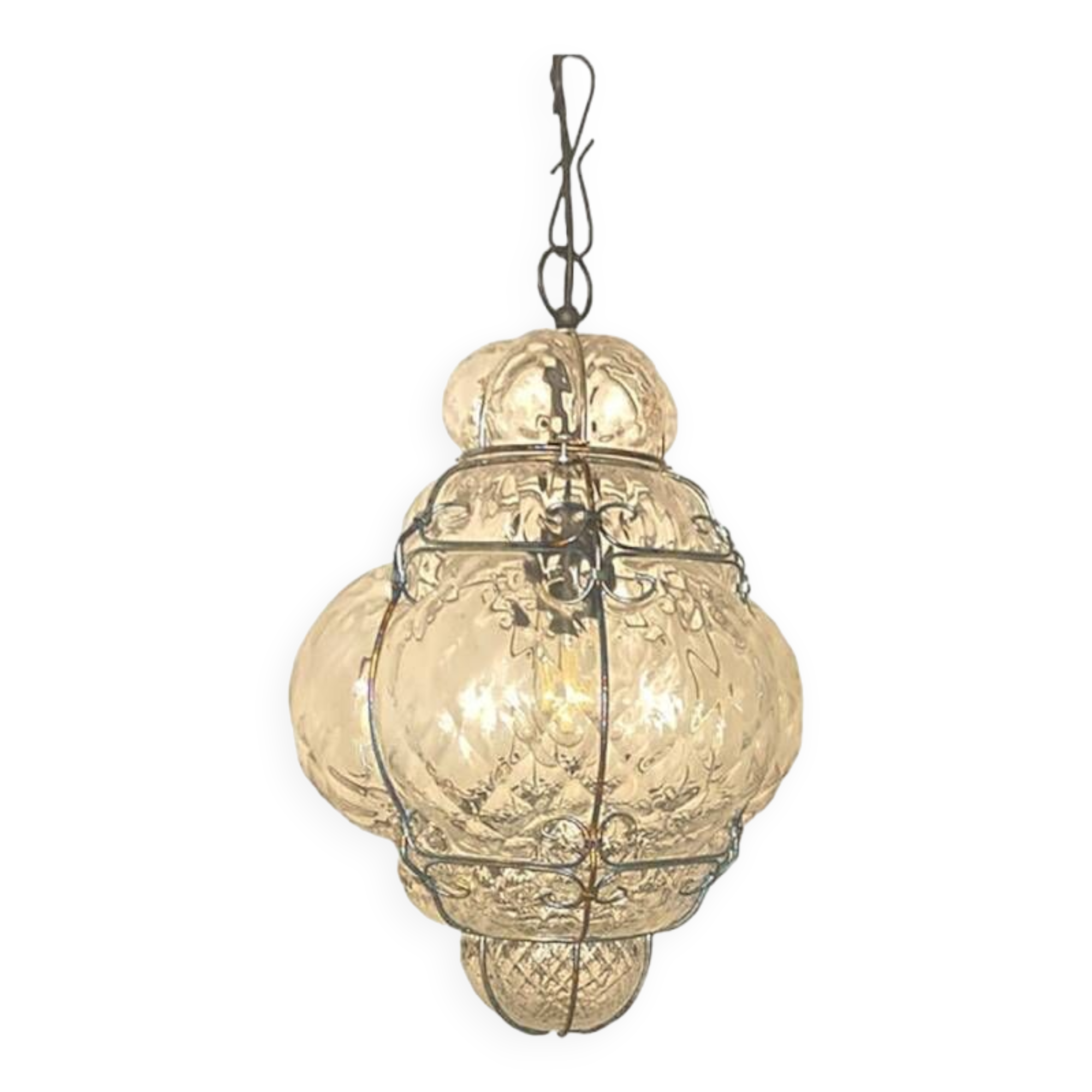 Italian Style Murano Glass Pendant in Transparent