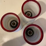 3 red and white Murano glass luminaires 1970s