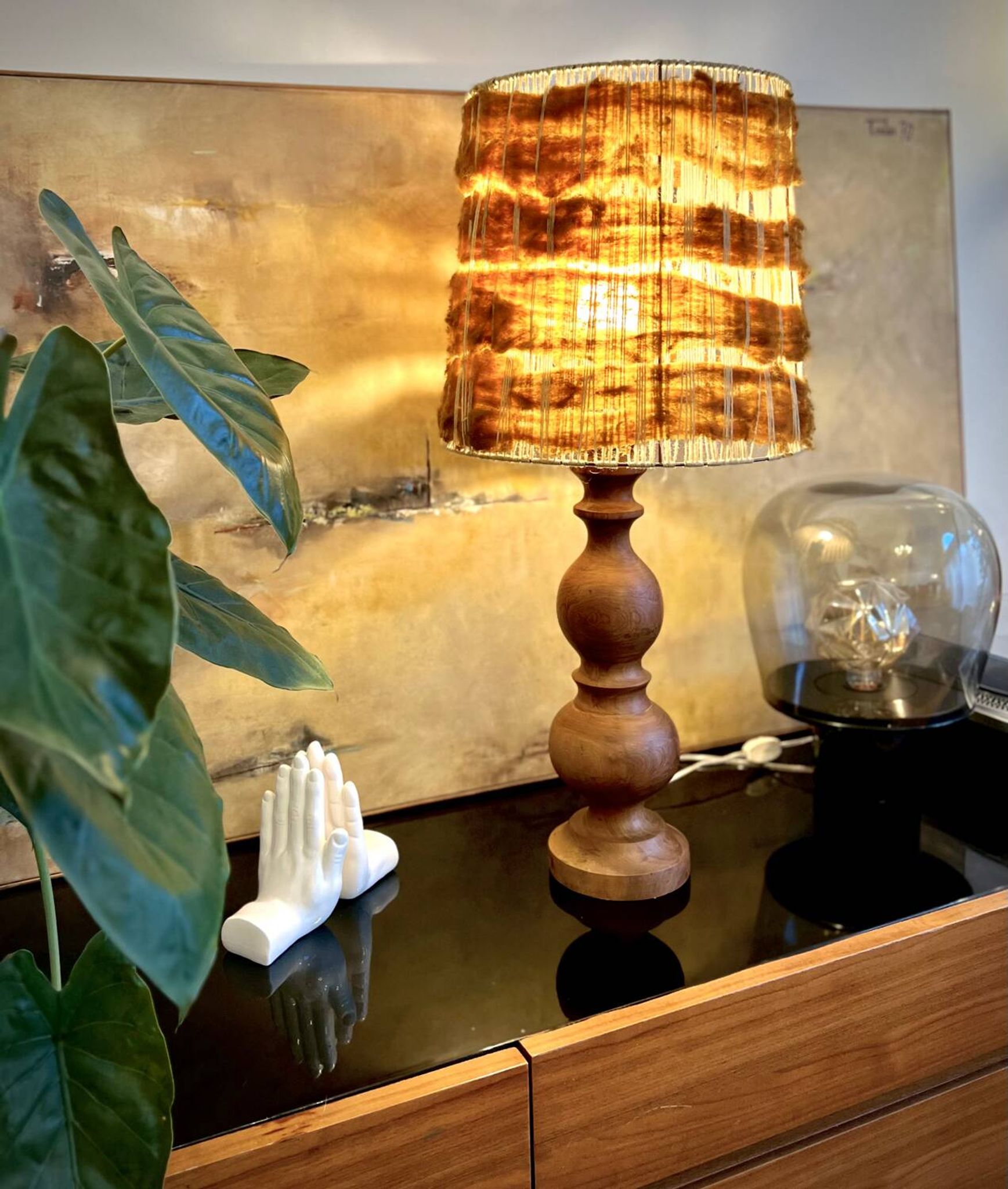 Lampe vintage / bohème chic en bois