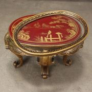 Antique lacquered wooden coffee table in chinoiserie style, Italy, early 20th century.