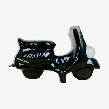 Vintage black ceramic scooter lamp