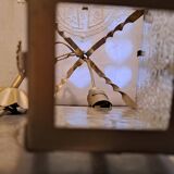 Interior pendant light Lantern ceiling light in gold metal and grained glass 1950 France