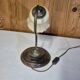 Tulip table lamp with a swan neck in brass and opaline Art Deco.