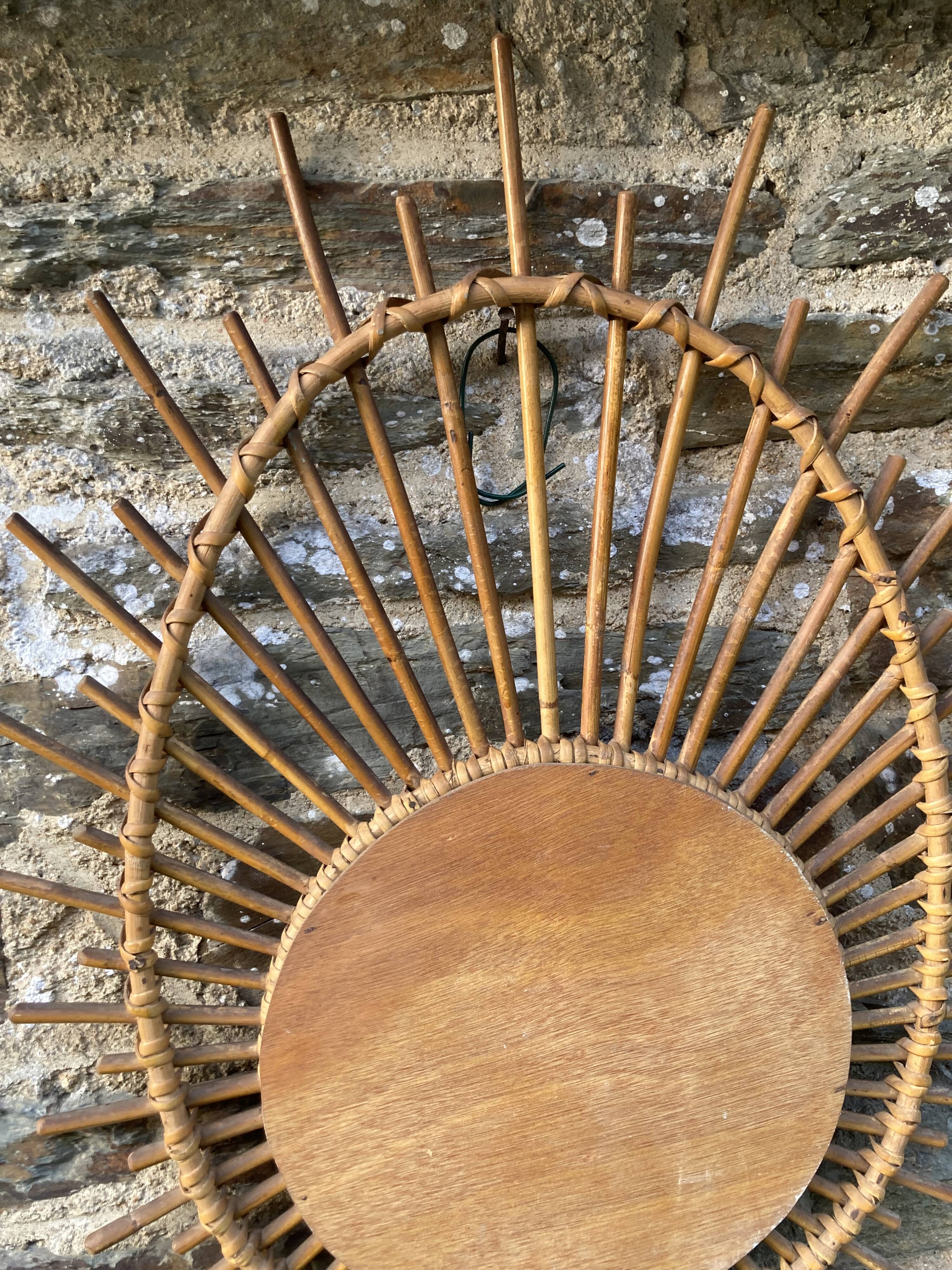 mirror glass sun Mid-Century in Bamboo & Rush, Vintage - No. 2