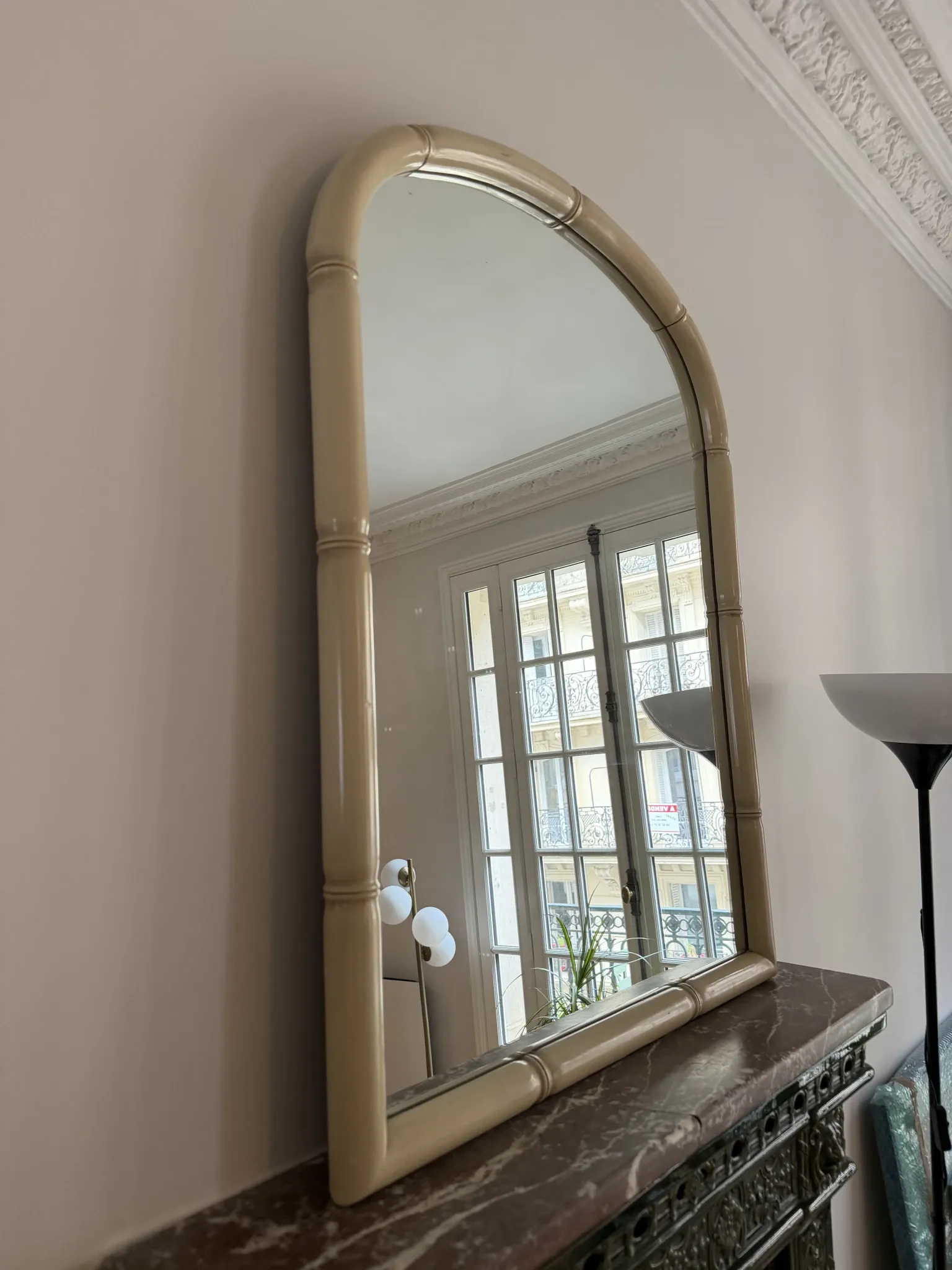 Ivory bamboo-style mirror