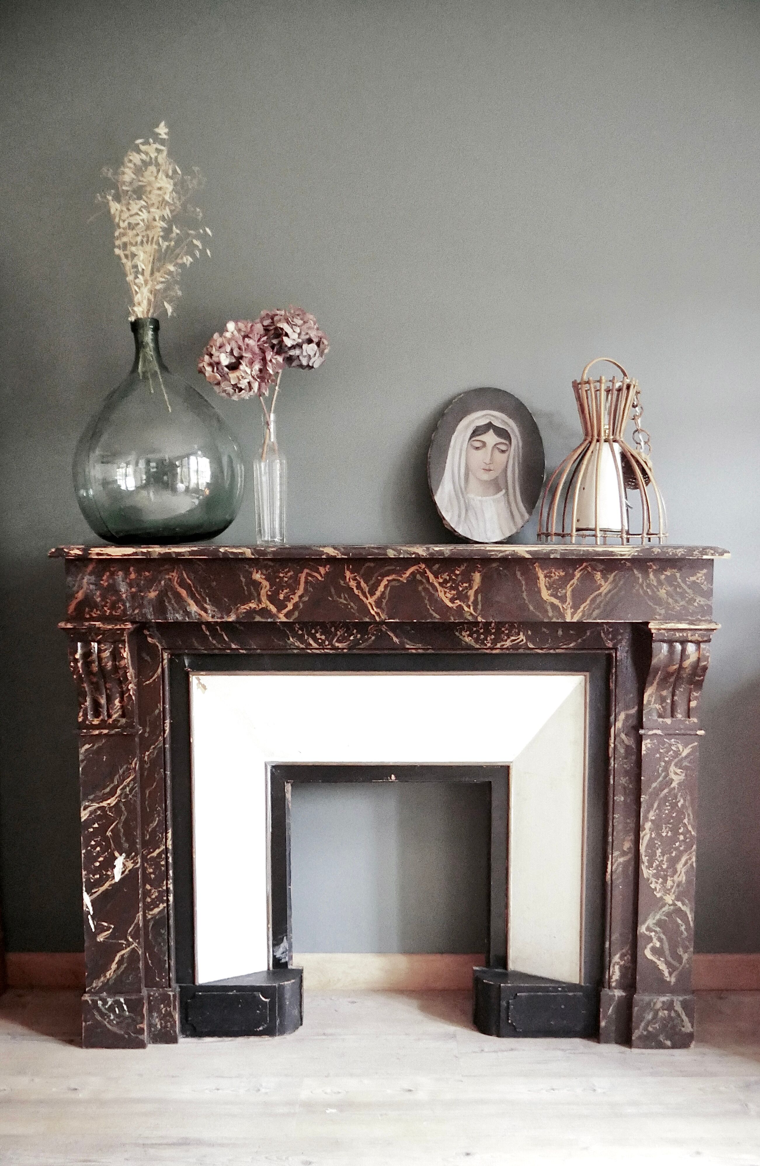 Antique wooden fireplace mantle