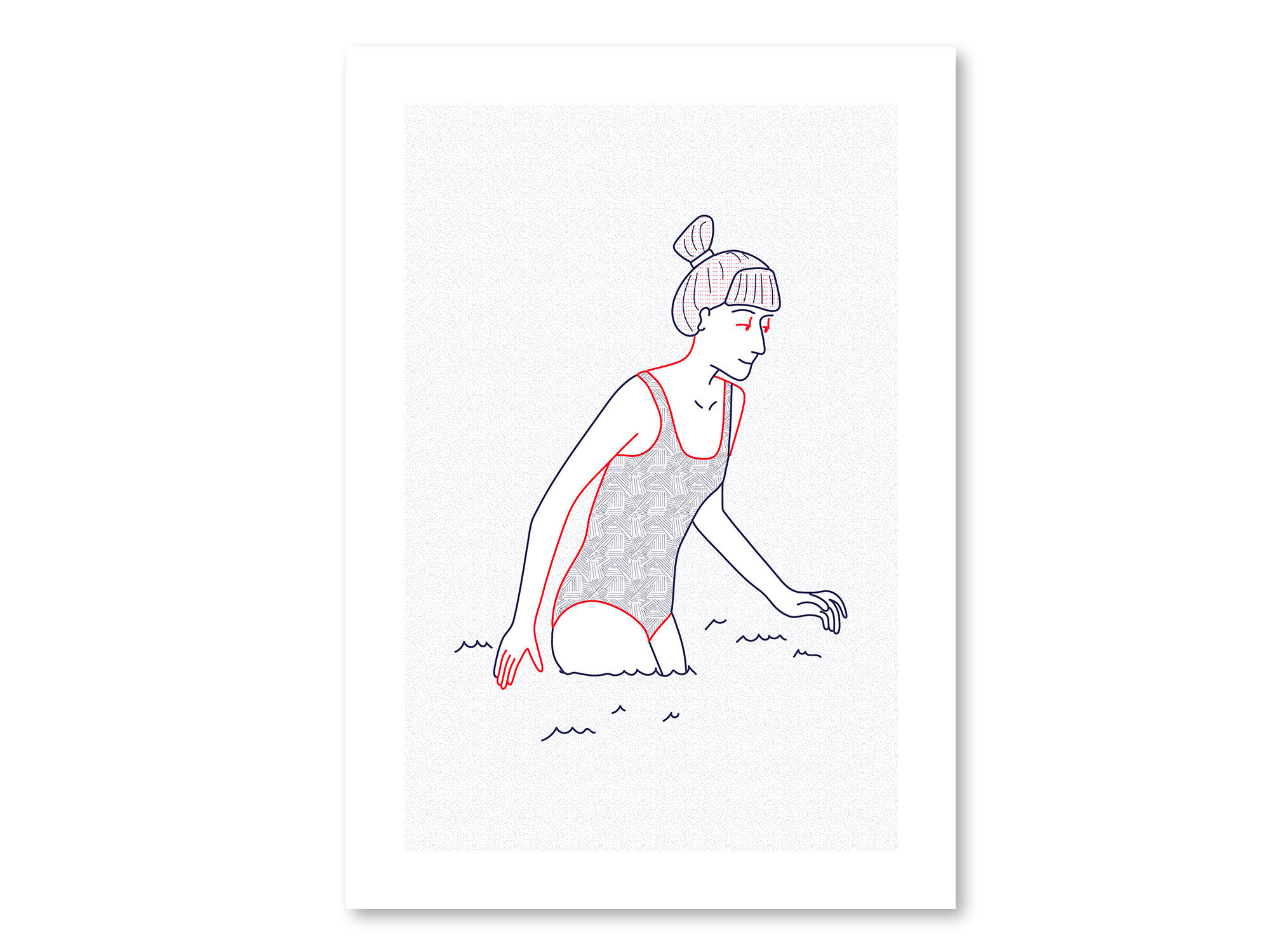 Illustration A4 naiade no. 1/8 brittany bather sea
