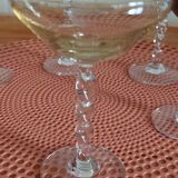 6 glasses of champagne, twisted foot, multicolored, year 1970