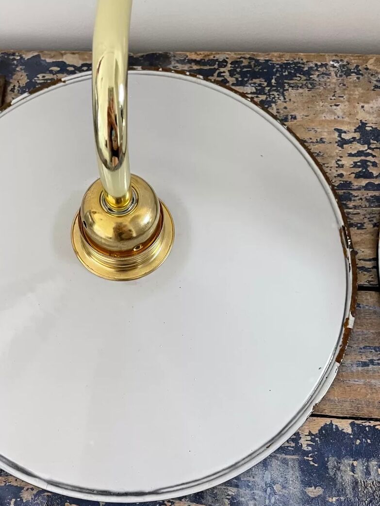 Set of two sconces in new electrified white enamelled sheet metal
