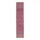 1970s Vintage Turkish Oushak Handmade Wool Cotton Purple Runner Rug 74x355