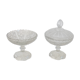 Two dredged cups in transparent glass geometric patterns in old relief