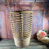 Vintage rattan umbrella stand made of bamboo and rattan from the 60s with two handles