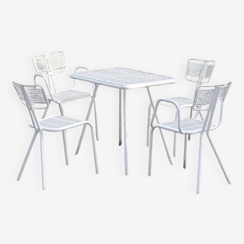 Radar garden furniture by René Malaval from the 40s/50s in white lacquered iron