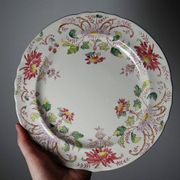 4 antique dessert plates Longchamp Daisies ironstone polychrome