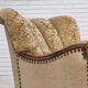 1950s, Danish relax armchair, furniture velour, carved oak wood.