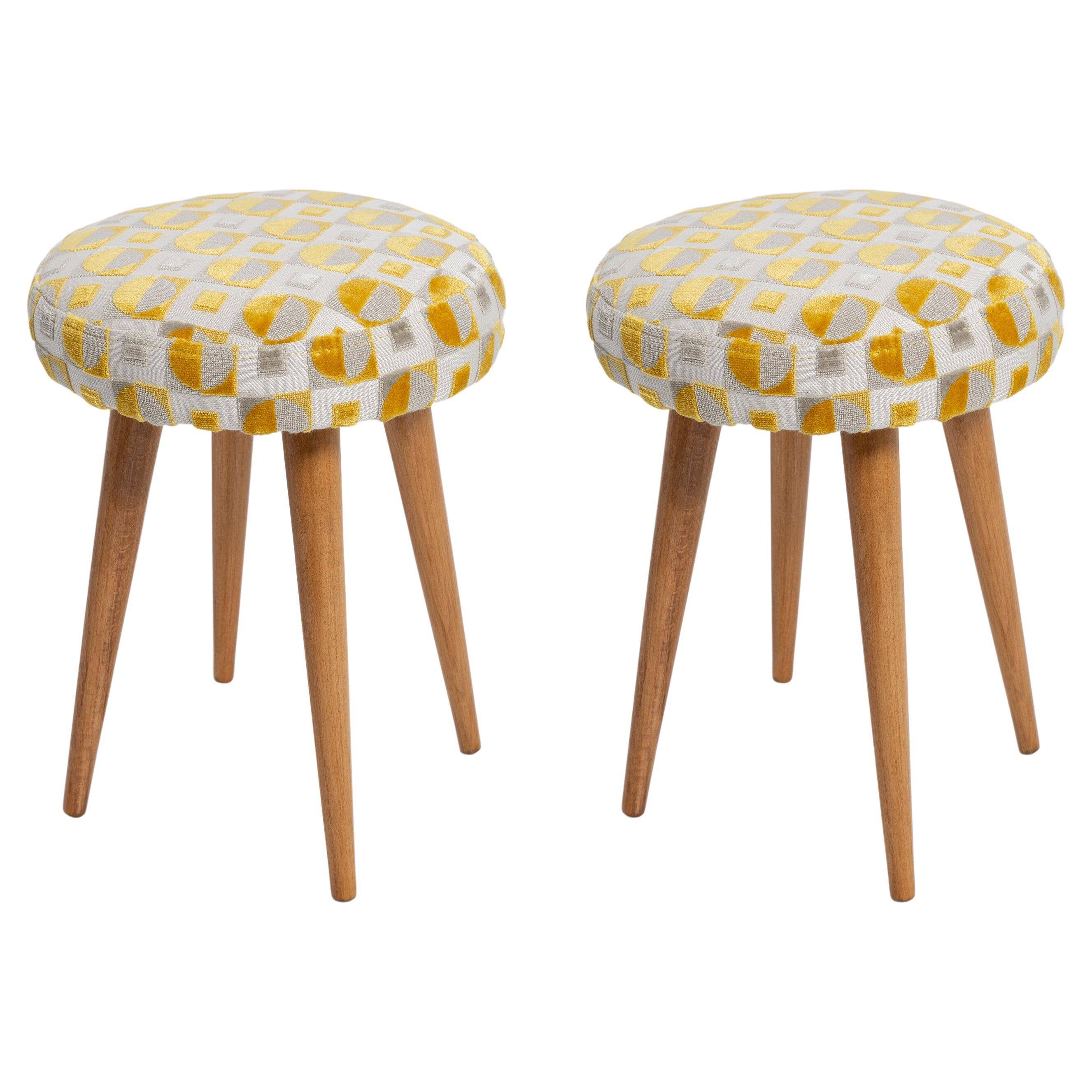 Set of two yellow and beige stools, mid-century, Europe, 1960s.