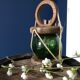 Lampe à poser type lanterne boule de pêcheur verte