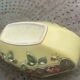 Yellow glazed ceramic slip planter, hawthorn pink flower pattern, art deco