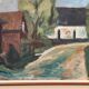 Original Mid Century Swedish Oil On Canvas – “Suburbia” By Erik Hult