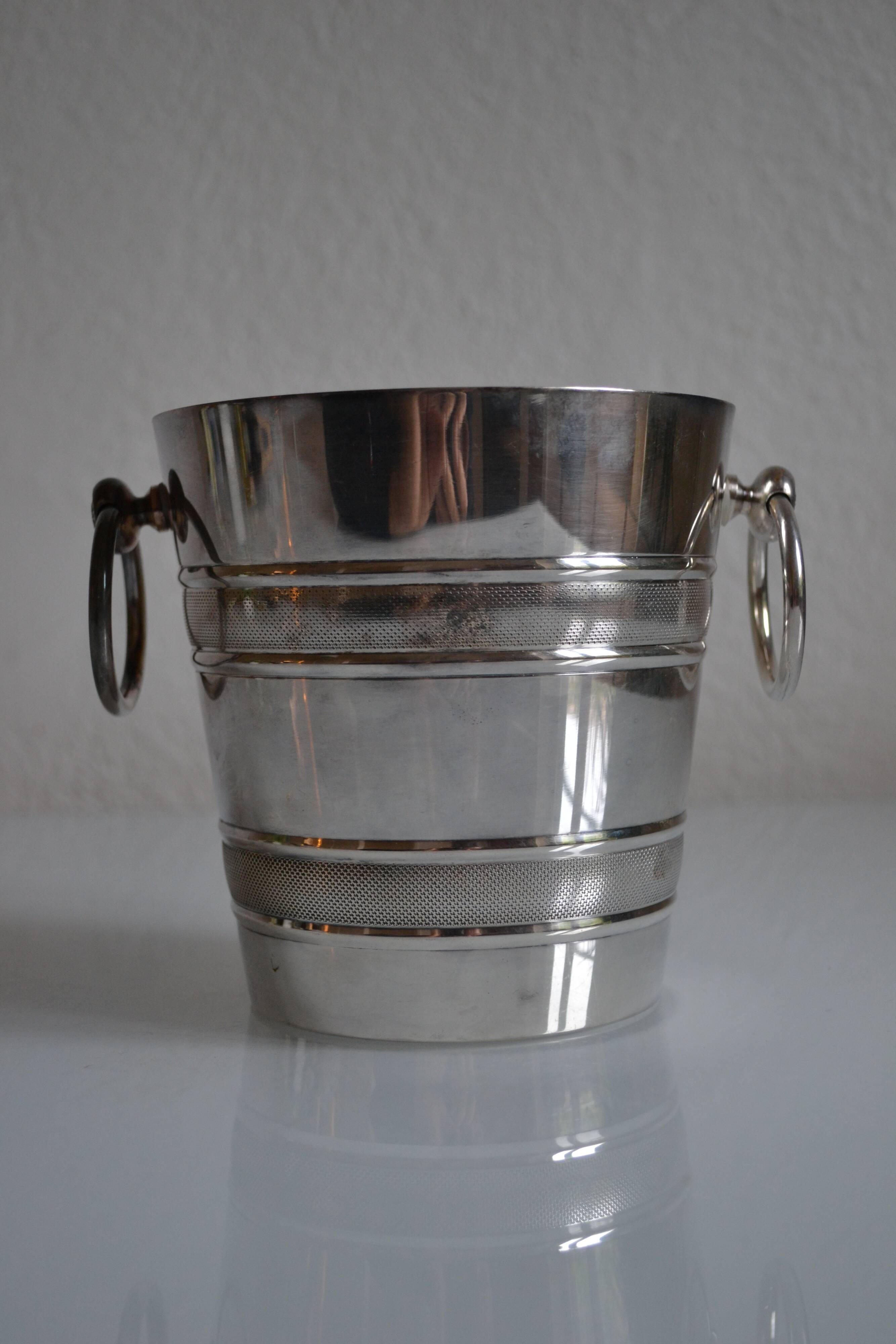 Vintage silver metal ice bucket