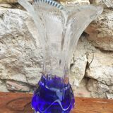 Grand vase en verre bleu