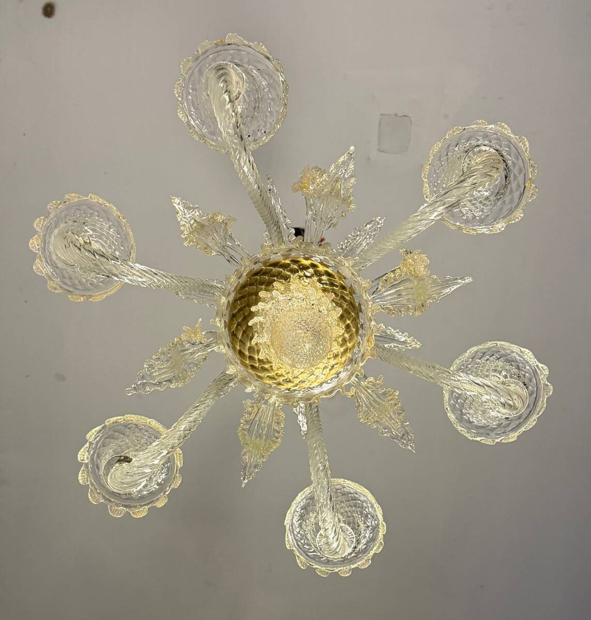 Venetian chandelier in gilded Murano glass, circa 1950