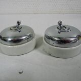 lot de 2 Ancien Interrupteur en Chrome et Porcelaine
