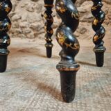Tabouret Napoléon III ancien – XIXe siècle – Bois laqué noir, décor doré