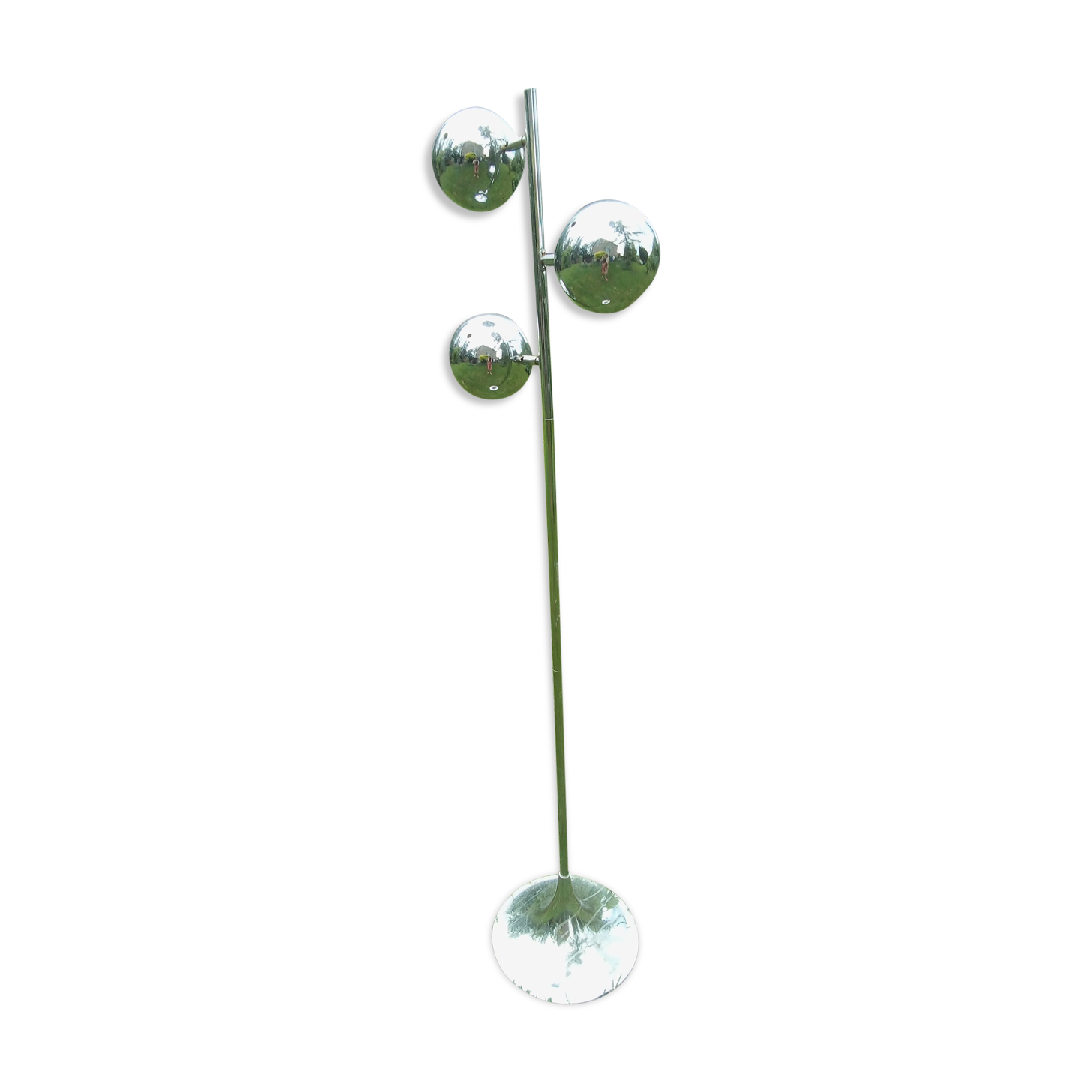 Floor lamp 3 balls vintage lighting 1970 stainless steel
