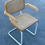 Cesca model B64 chair with armrests in white Design