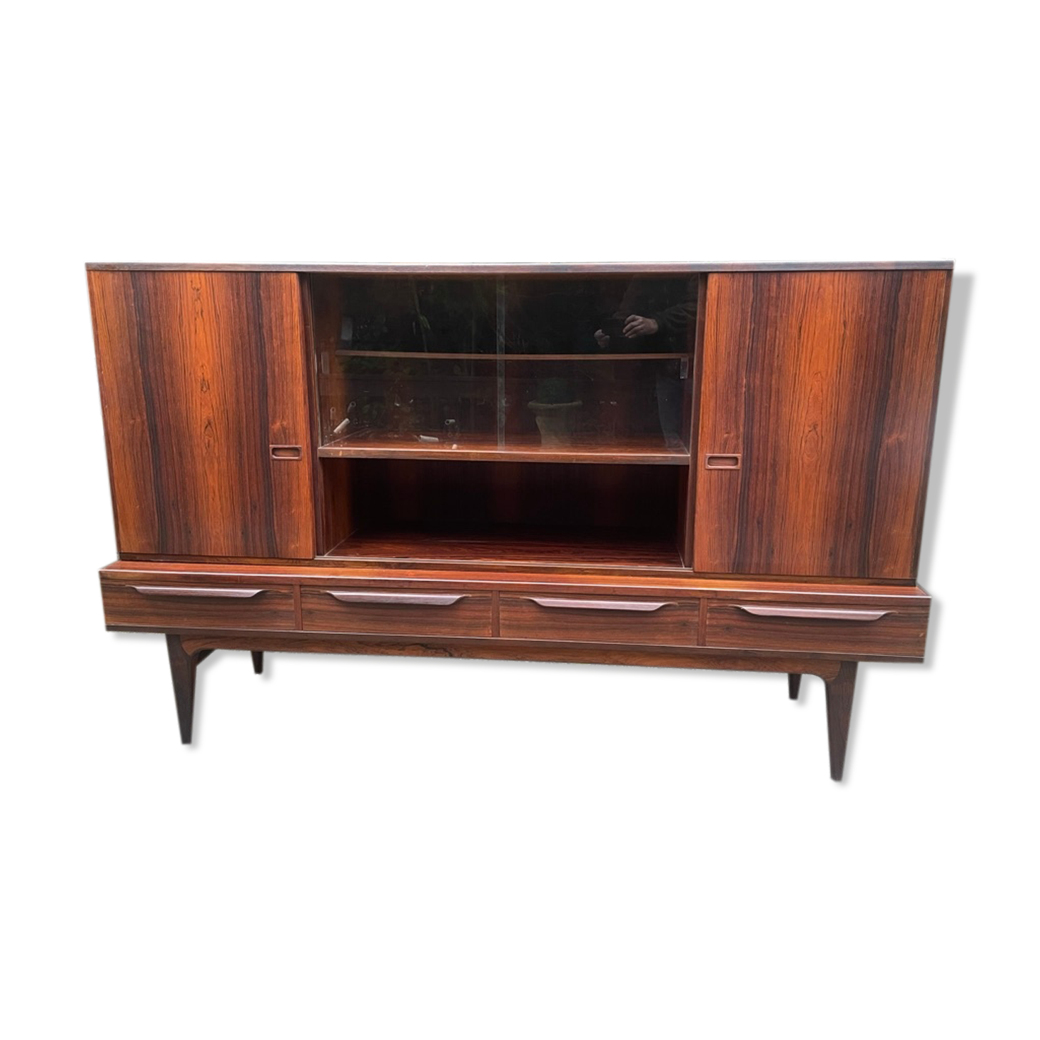 Scandinavian high rosewood sideboard by Johannes Andersen edited by Samcom
