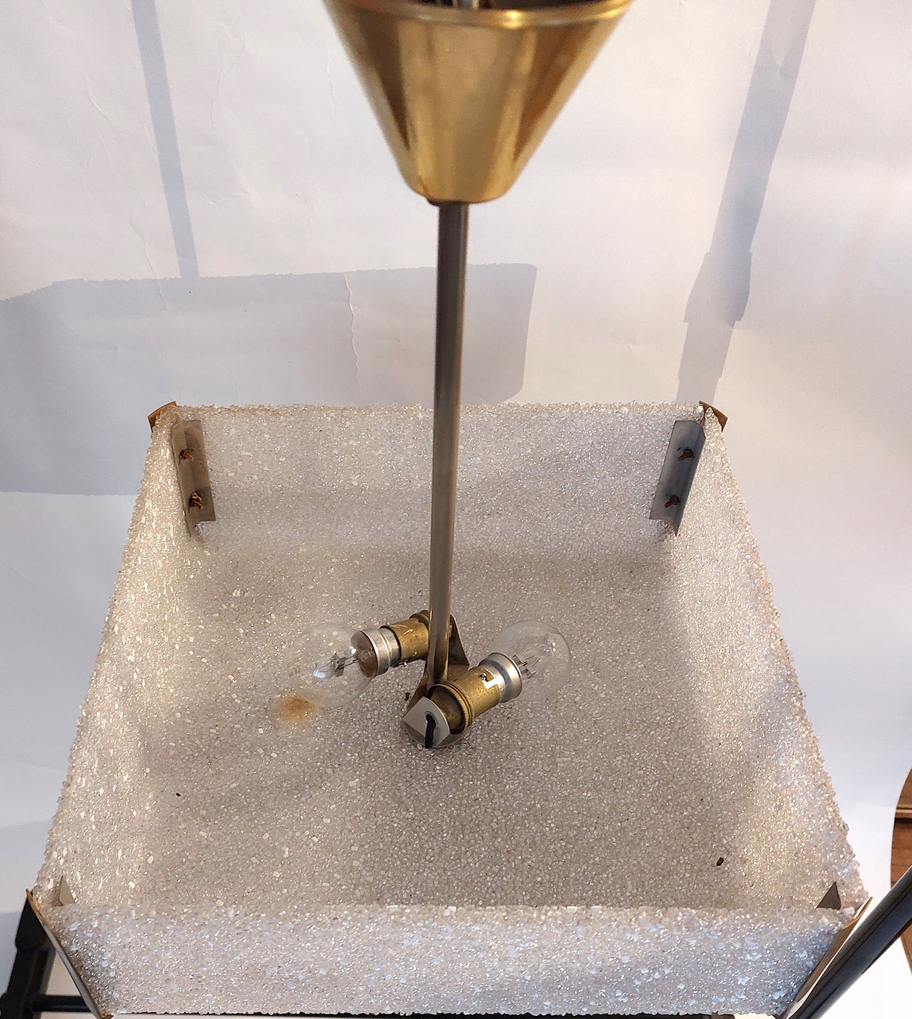 Square perspex ceiling lamp and gilded brass 1960.