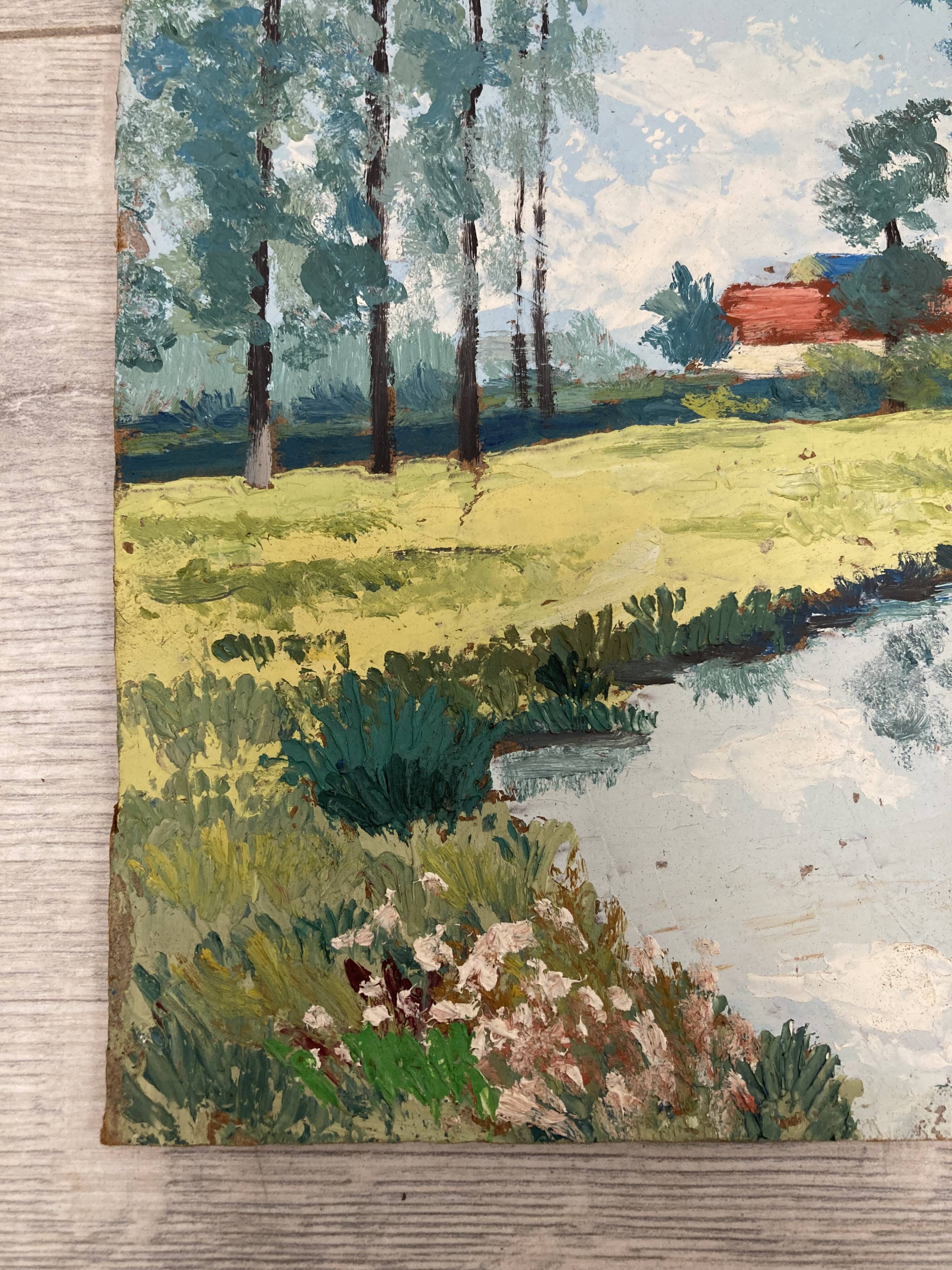 Oil on vintage panel