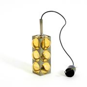 1960s Space Age pendant lamp by Temde made of glass and nickel-plated metal