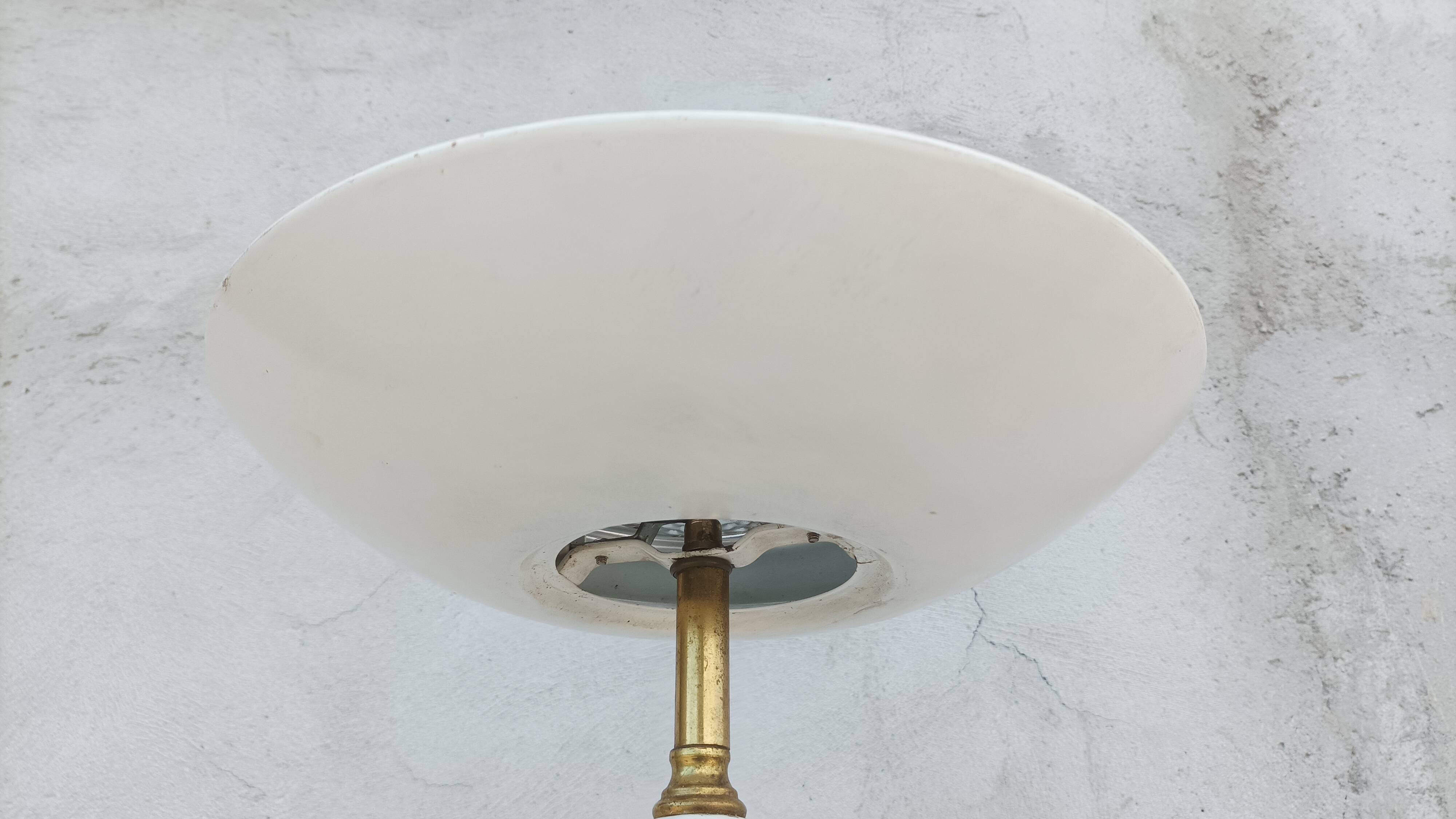 Halogen floor lamp from the 60s in marble ceramic and brass