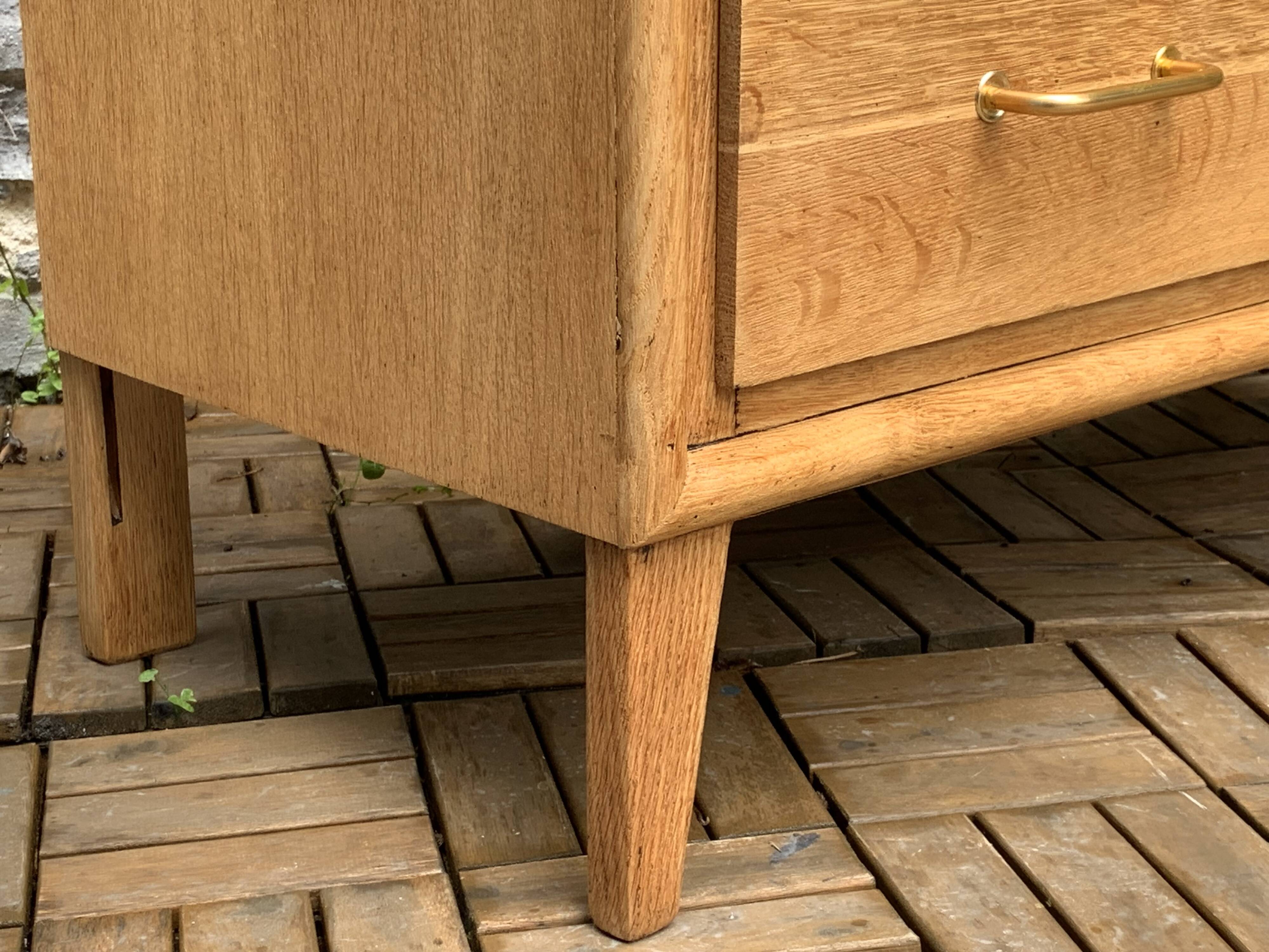 Commode pieds compas et chêne brut massif  1960