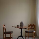 Antique handcrafted square table with drop leaves made of burl wood, Swedish, 19th century.
